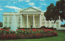 Washington DC, The White House Facade, Fountain, Flowers, Vintage Postcard picture