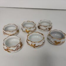 OE&G Royal Austria Round White China Scalloped Top Open Salt Cellars Gilded (6) picture