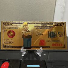 24k Gold Foil Plated Homer Simpson The Simpsons Banknote Cartoon Collectible picture