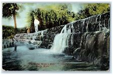 1910 The Water Work's Dam Water Falls Man Standing View Paola Kansas KS Postcard picture
