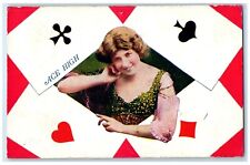 1908 Pretty Woman Cards Gambling Thornton Iowa IA Posted Antique Postcard picture