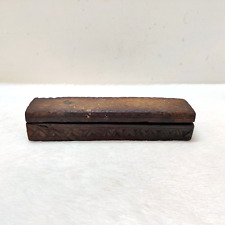 19C Vintage Handcrafted Wooden Pen Pencil Silver Inkwell Holder Box Collectible picture