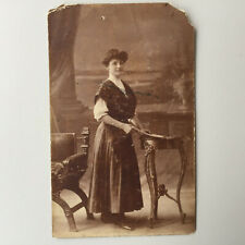 ORIGINAL Antique 1900s Real Photo Postcard Hungarian Noble WOMAN in Castle picture