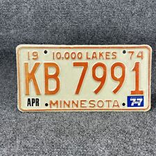 1974 Minnesota License Plate Orange White Raised Letters Numbers Embossed 10,000 picture