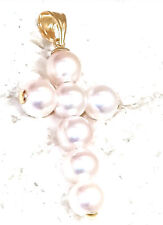 Solid 18k Natural Pearl Cross picture
