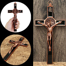 Crucifix Wall Cross Jesus Christ INRI Faux Wood Look Catholic Wall Decor 10 in picture