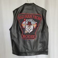 E Clampus Vitus MAD MAN OF BODIE 64 Black Leather Embroidered Vest Mens XL ECV picture