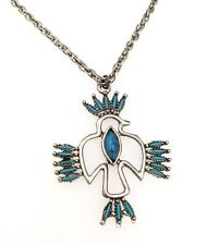 Thunderbird Southwestern Necklace Petite Point Faux Turquoise Vintage  picture