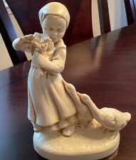 Vintage Holland Mold Ceramic Pottery Girl with Geese Figurine 1970 9 Inch picture