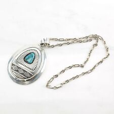 Vintage Navajo Bisbee Turquoise Overlay Sterling Silver Necklace picture
