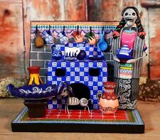 Day of the Dead Traditional Kitchen Handmade & Painted Puebla Mexican Folk Art picture