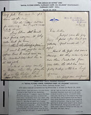 1916 Royal Flying Corp Curragh Camp Ireland Letter To Arthur Peck Hull England picture