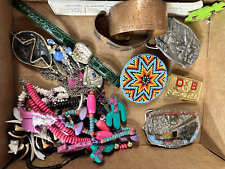 Vintage Junk Drawer Lot Belt Buckle Southwest Beads Necklaces Copper Smalls picture