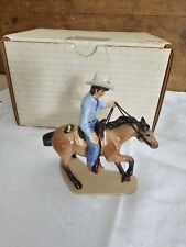 Retired Hagen Renaker Cowboy on Brown/black Cutting Horse NOS Orig Box picture