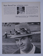 1963 Sam Snead Vintage Mallory Hat Original Print Ad 8.5 x 11