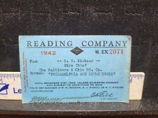 1942 Reading Railroad Pass Ticket Order Of Railroad Telegraphers picture