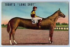 Horseracing Postcard Today's Long Shot Horse Cowboy c1930's Unposted Vintage picture