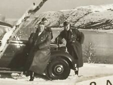 WWII German Military Officers Leaning on Car PHOTO AGFA BROVIRA Paper picture