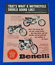 1967 BENELLI MOTORCYCLE LINE-UP BARACUDA 250cc & SPRITE 125cc ORIGINAL PRINT AD picture