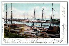 1908 Shipping Scene Docking Ships Cargo Horse Carriage San Pedro CA Postcard picture