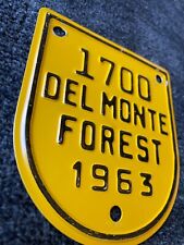 1963  EXCEEDINGLY RARE Del Monte Forest Gate Badge Pebble Beach Car Auto Plate picture