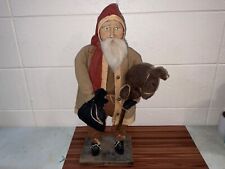 PRIMITIVE ARNETTS COUNTRY STORE SANTA  21” Tall Horse Stick/WOOD BASE RETIRED picture