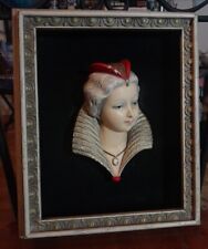 1950's 3D Lady Chalkware Framed Wall Art  picture