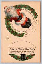 Postcard Christmas Santa Gibson's Movie Post Cards Cut-Out Mechanical Novelty picture