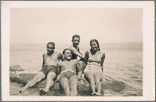 1930s Beautiful boys and girls in bathing suits on the beach Vintage photo picture