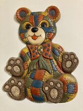 Vintage 80s Children’s Teddy Bear Clown Patchwork Foam Craft Wall Hangings Set 2 picture