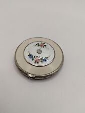 Vintage 1930s Silver And Guilloche Enamel Rose Decorated Compact picture