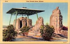 Casa Grande Ruins Arizona AZ Linen Postcard VTG UNP WOB Great House Tower picture