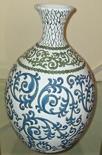 Beautiful Vintage Hand painted Blue and green and white Vase picture