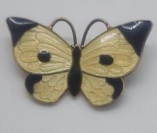 Vintage Volmer Bahner sterling silver 925 enamel yellow block spot BUTTERFLY pin picture