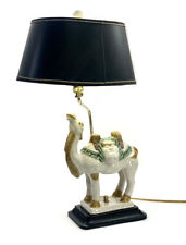Lamp Camel Vintage Oriental Style Ceramic on Wooden Base with Nice Shade Decor picture