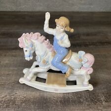 Vintage 1991 Paul Sebastian Porcelain Figurine Girl on Rocking Horse 7