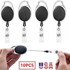 10pcs Retractable Reel Pull Key ID Card Badge Tag Clip Holder Carabiner Style US picture