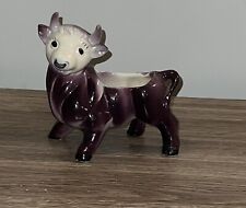 Vintage Purple Bull Cow Ceramic Figurine  Succulent Planter 5.5