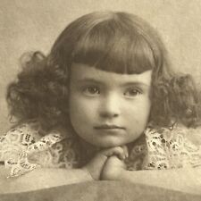 Antique Cabinet Card Photograph Most Adorable Little Girl Cute Hair Detroit MI picture