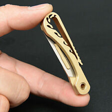 Brass Folding Knife Scalpel Blade Pocket EDC Tool Multif Cutter W/ 10 blades picture