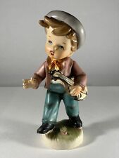 Vintage Erich Stauffer Porcelain Figurine Young Boy Violin Music Instrument picture