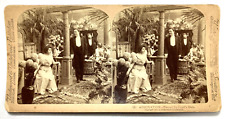 1901 STEREOVIEW Photo ADMIRATION Pierced By CUPIDS DART Men WOMEN Underwood Vtg picture