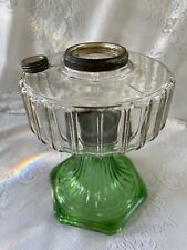 Antique Aladdin 1936 Corinthian B-105 Green & Clear Kerosene Oil Lamp GLOWS picture