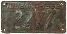 Arizona 1932 Copper License Plate 2ZY7 Maricopa County MDV Clear picture