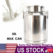 50L 13 Gallon Stainless Steel Milk Can Tote Jug Bucket Liquid Oil Storage Barrel picture
