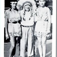 c1950s Spooner, WI Native American Man &  Women Cute Girls Indian Headdress A152 picture