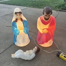 Vintage Empire Blow Mold Christmas Lighted Nativity Set Mary Joseph Jesus READ picture