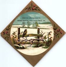 1880s AMERICAN LIFE INSURANCE CO PHILADELPHIA PA WINTER SCENE TRADE CARD 40-183 picture