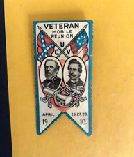 Antique United Confederate Veterans Reunion, 1910 Mobile Alabama Pin Back picture