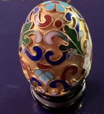 Vintage Chinese Cloisonne Floral Miniature Egg with Stand picture